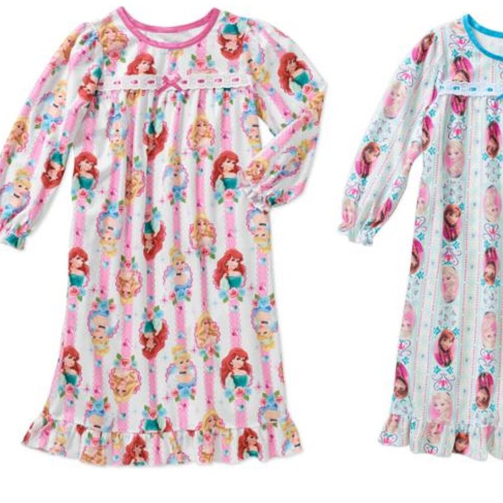 New Disney Flannel Nightgown Disney princesses Frozen Baby Toddler Girls 12 mons